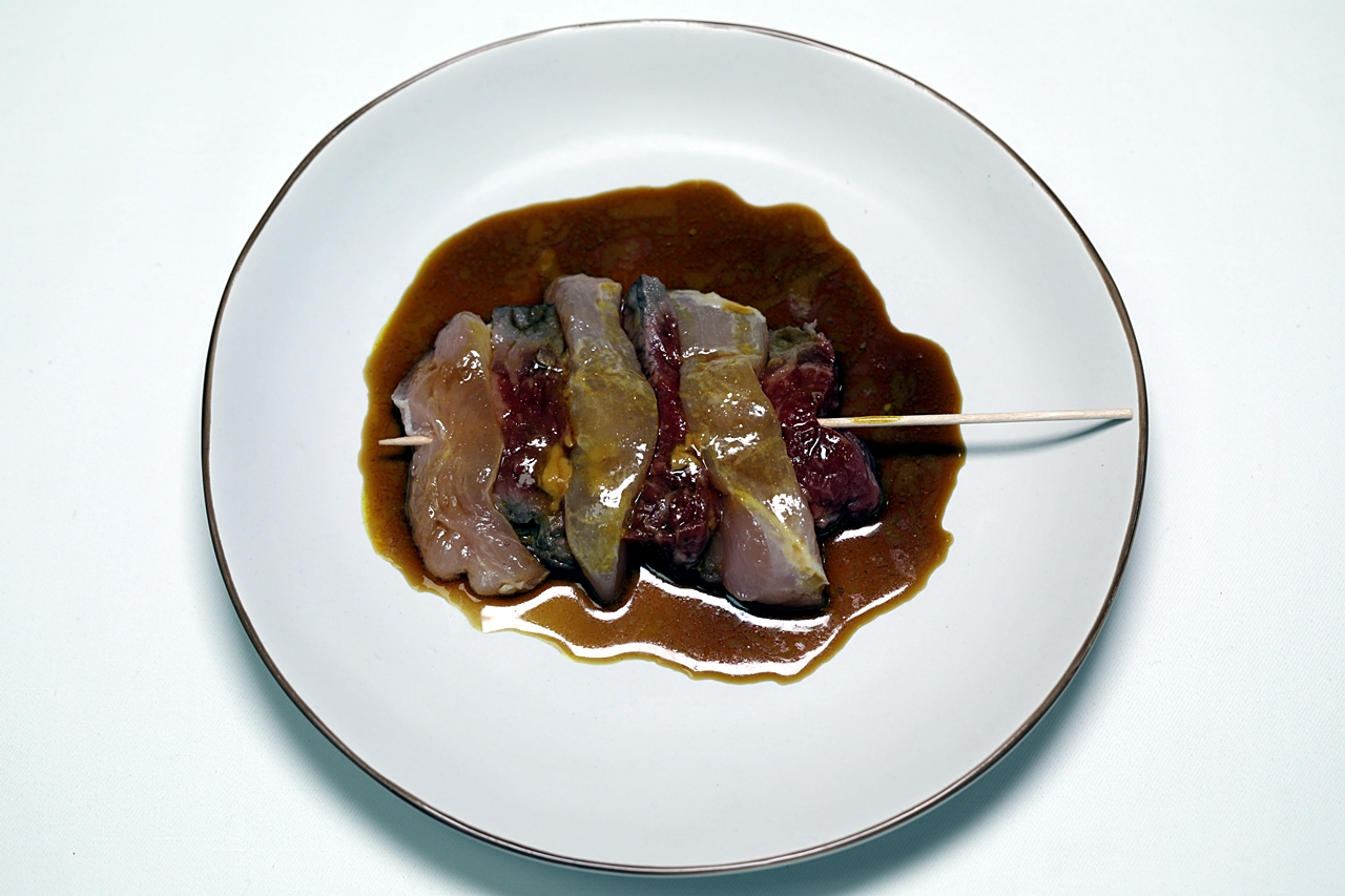 치킨 쇠고기 땅콩소스 꼬치 만들기 4단계