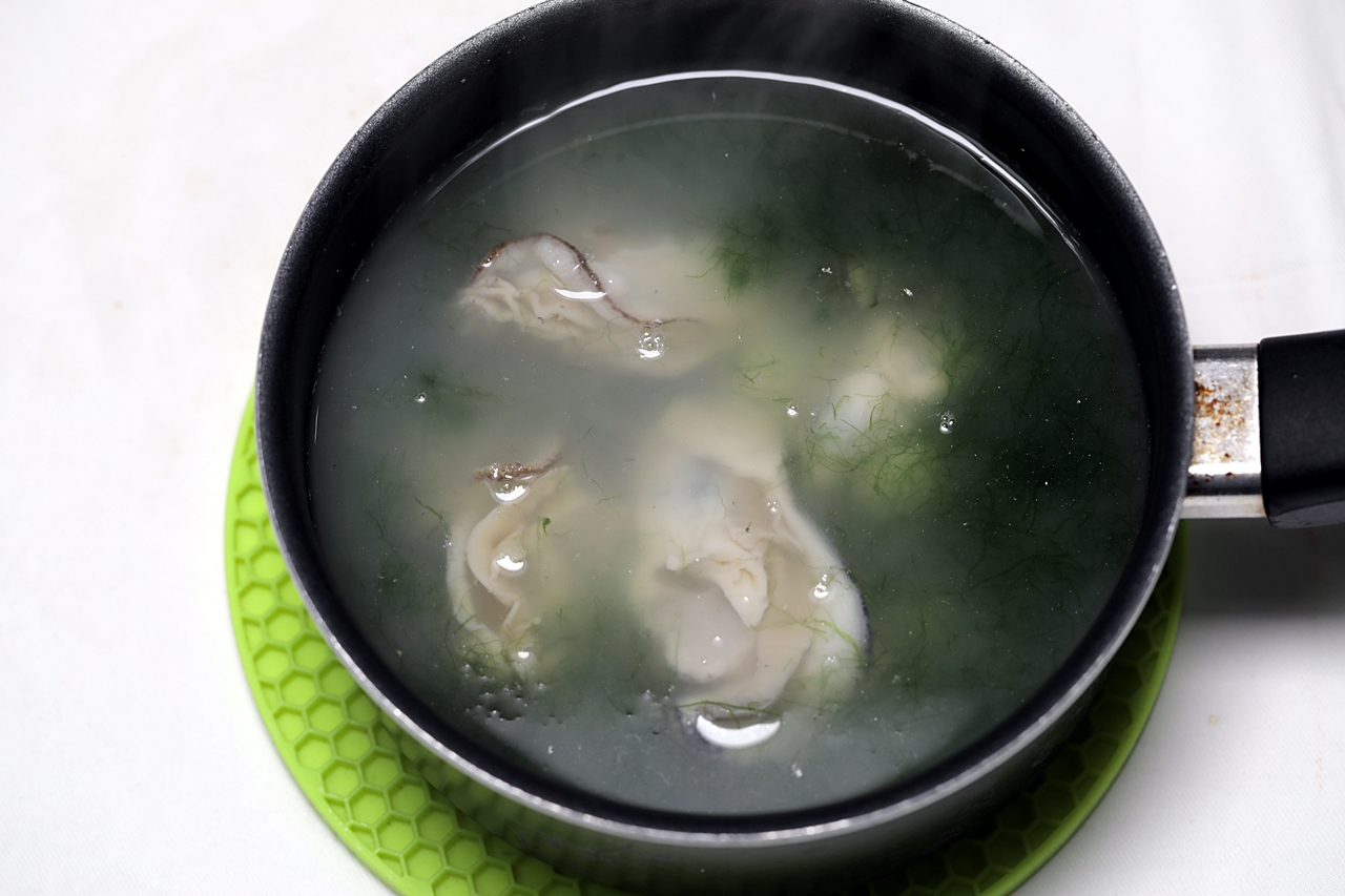 매생이조랭이떡국 만들기 5단계